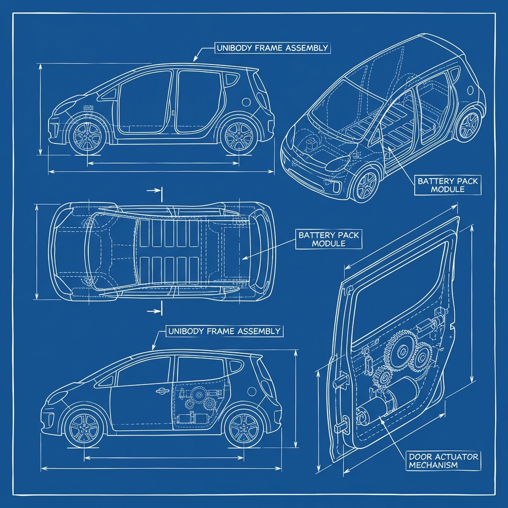 BMW iX Charging Cable Replacement technical blueprint illustration for Las Vegas repair service - detailed component schematic with orange accent highlights